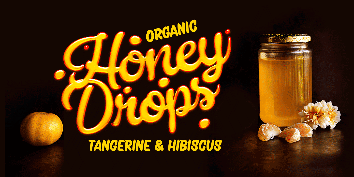 Beispiel einer Honey Drops Drops 2-Schriftart